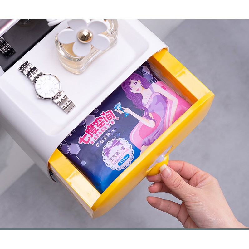 KHAY ĐỰNG GIẤY VỆ SINH 2 NGĂN DÁN TƯỜNG CHỐNG NƯỚC CHO NHÀ TẮM