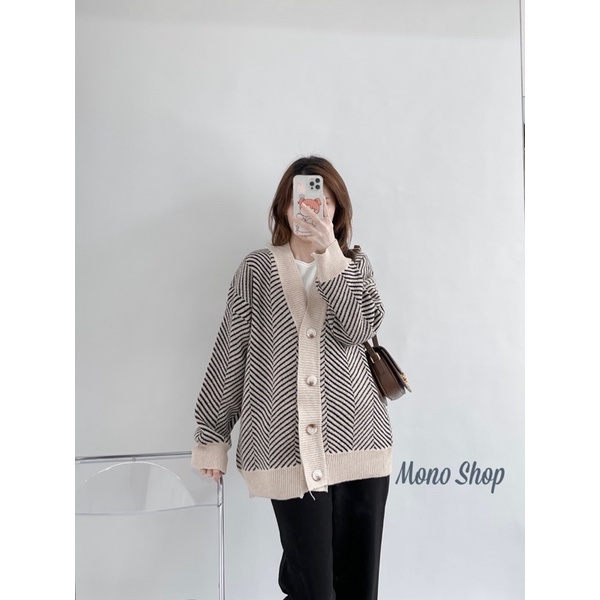 áo khoác cardigan len nữ dáng dài kẻ sọc hàn quốc (Ảnh thật/ sẵn) | BigBuy360 - bigbuy360.vn