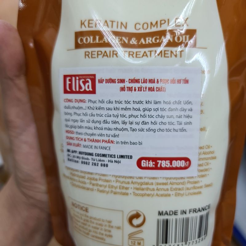 DẦU HẤP TÓC ELISA COLLAGEN &amp; ARGAN OIL 500ML