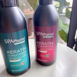 Cặp dầu gội Spa Pharma - Keratin - cặp màu đen (2x1L) ⚜️Hàng Authentic⚜️