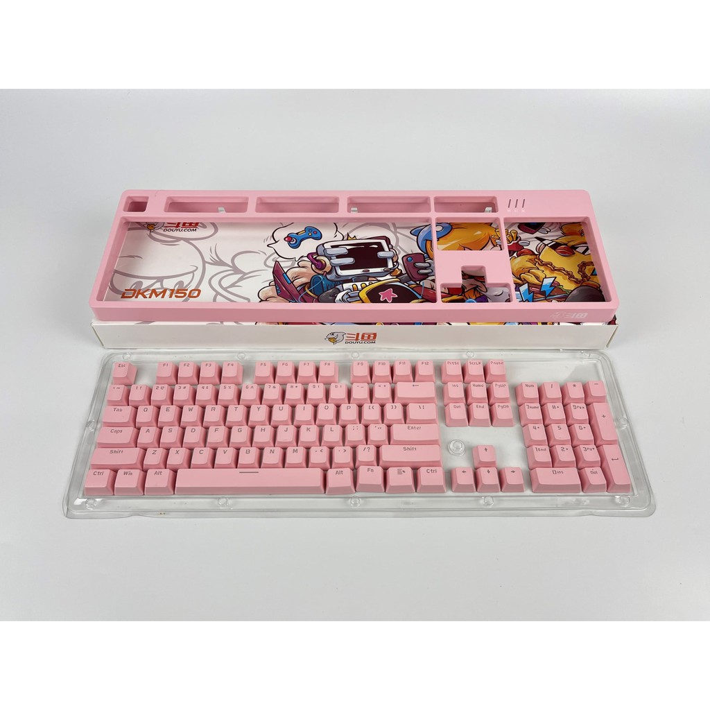 Bàn phím cơ Ajazz DKM150 RGB RED switch Tặng kèm Combo Keycap & Top cover Pink