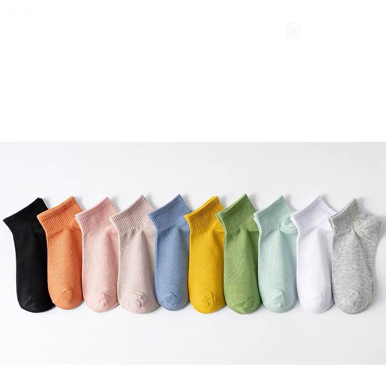Tất nữ 𝑭𝒓𝒆𝒆𝒔𝒉𝒊𝒑 Lố 10 đôi Tất nữ màu muối tiêu cổ cao qua mắt cá chân phong cách vintage