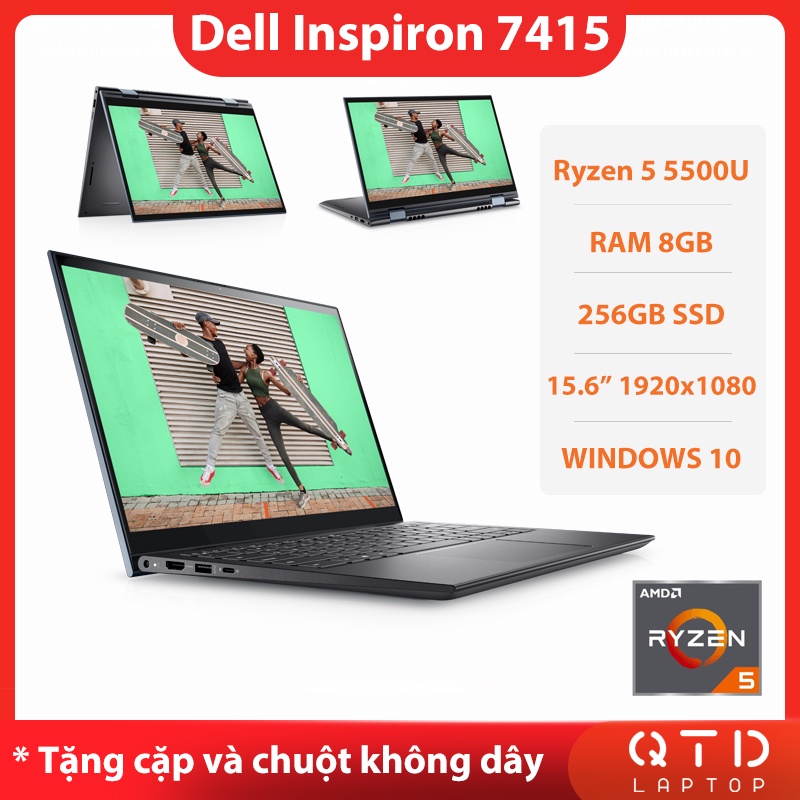 Laptop Dell Inspiron 14 7415 A906BLU 2-in-1 AMD Ryzen 5 5500U/8GB/256GB SSD/14"FHD Touch/Windows 10 Mist Blue