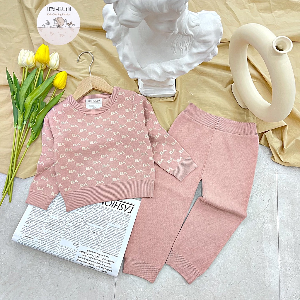 Bộ len Hiy Quin kẻ BA chất cotton thoải mái, an toàn cho da bé