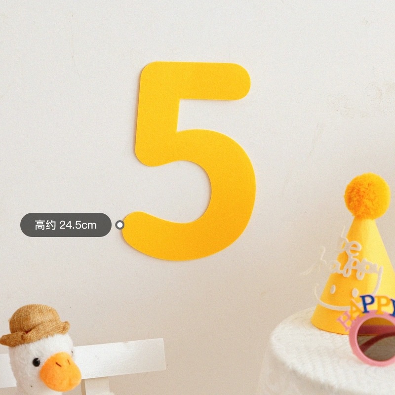 Chữ số dạ màu vàng trang trí sinh nhật chất xốp cao khoảng 24.5cm #trangtrisinhnhat