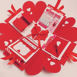 Hộp quà Lovebox Exploding Box - Mẫu Đỏ Trắng