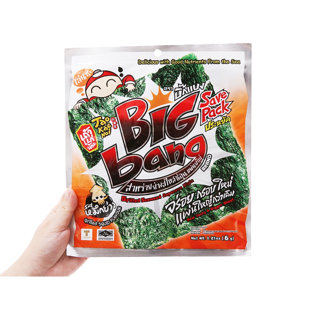 Thùng 20 Lốc Snack Rong Biển BIGBANG TAOKAENOI Thái Lan - 240 Gói 6 Gram