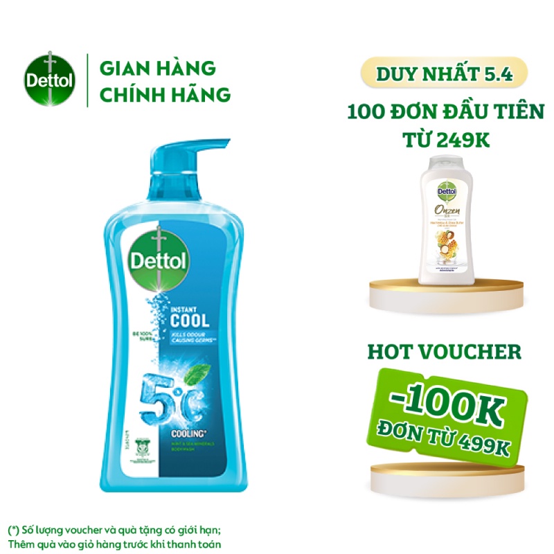 Sữa tắm Dettol mát lạnh tức thì - chai 950g