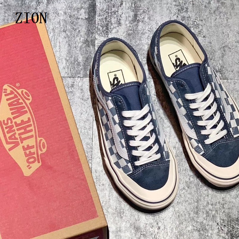 VANS Giày Trượt Ván Cổ Thấp Họa Tiết Caro Size 36-44 Phong Cách Nhật Bản Cho Cặp Đôi