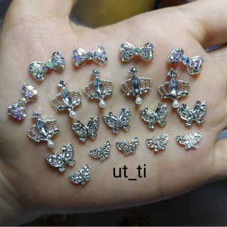 nơ bạc 3d lớn trang trí móng nail(có sẵn)mã 88