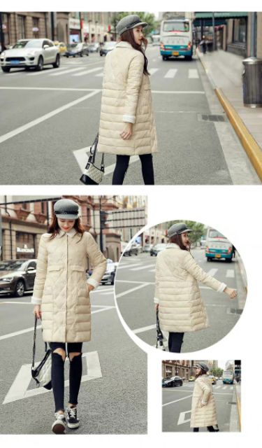 Áo Khoác Phao Ép Dáng Dài Cổ Bẻ Sang Chảnh Ấm Áp Thời Trang Xịn Đẹp | BigBuy360 - bigbuy360.vn