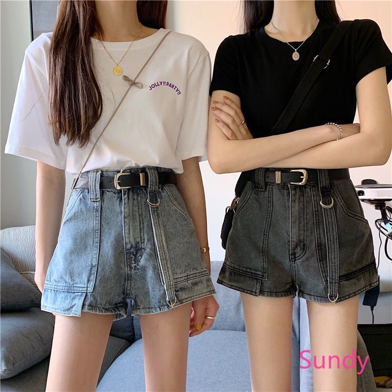 Quần Short Lưng Cao Ống Rộng Phong Cách Vintage Cho Nữ