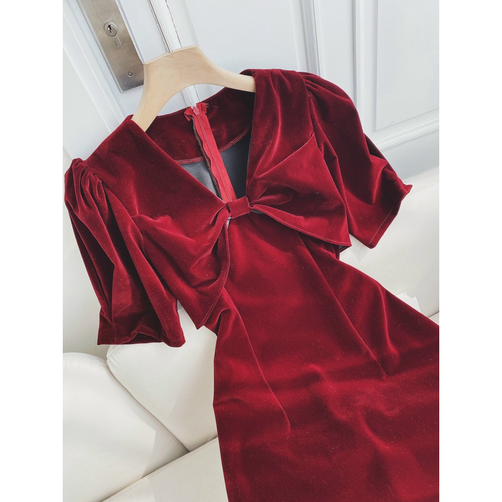 ĐẦM NHUNG NƠ ĐỎ NGỰC NOEL TẾT | BigBuy360 - bigbuy360.vn