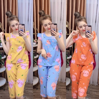 Đồ bộ mặc nhà - đồ bộ lụa họa tiết hình thú dễ thương - lua23