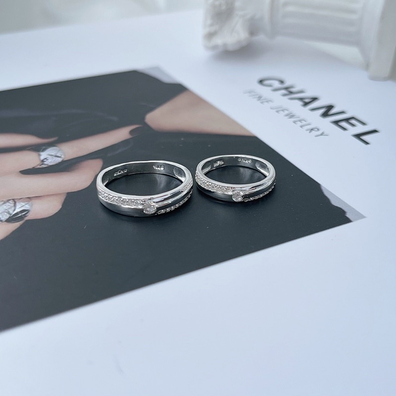 Nhẫn Cặp Đôi bạc khắc tên tình yêu nam nữ cao cấp NC064 - Trang Sức MINA JEWELRY