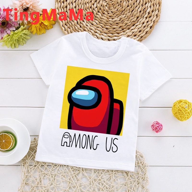 Among Us baby Áo Thun Tay Ngắn In Hình Hoạt Hình anime Cho Tuổi Teen