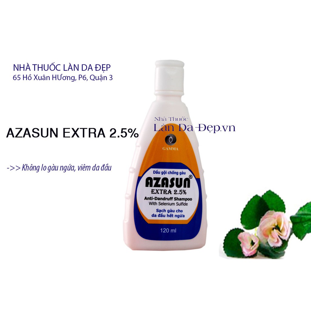 Dầu gội Gamma Azasun Extra 2.5% ngừa gàu sạch da đầu dưỡng tóc khỏe mạnh chai 120ml