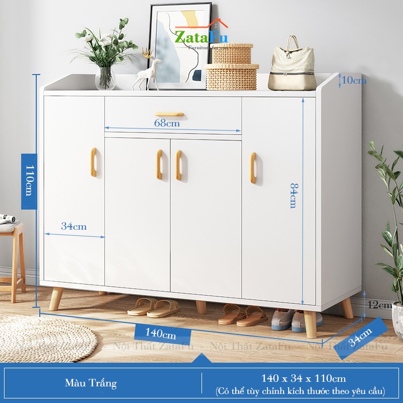 Tủ Đựng Giày Chân Gỗ Có Ngăn Kéo Và Canh Tủ TGIAY-07