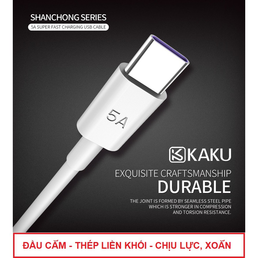 Cáp sạc nhanh 5A Micro USB cho điện thoại android - Hãng KAKU - Nhựa TPE - Chống gỉ - Chống rối - Chống đứt