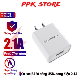 Củ sạc 2.1a borofone ba20 1 cổng usb - chính hãng
