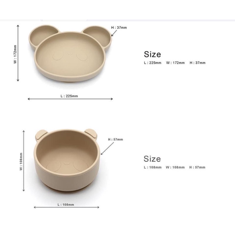 Bát ăn dặm silicone hình gấu có đế hít Bar rot cao cấp cho bé
