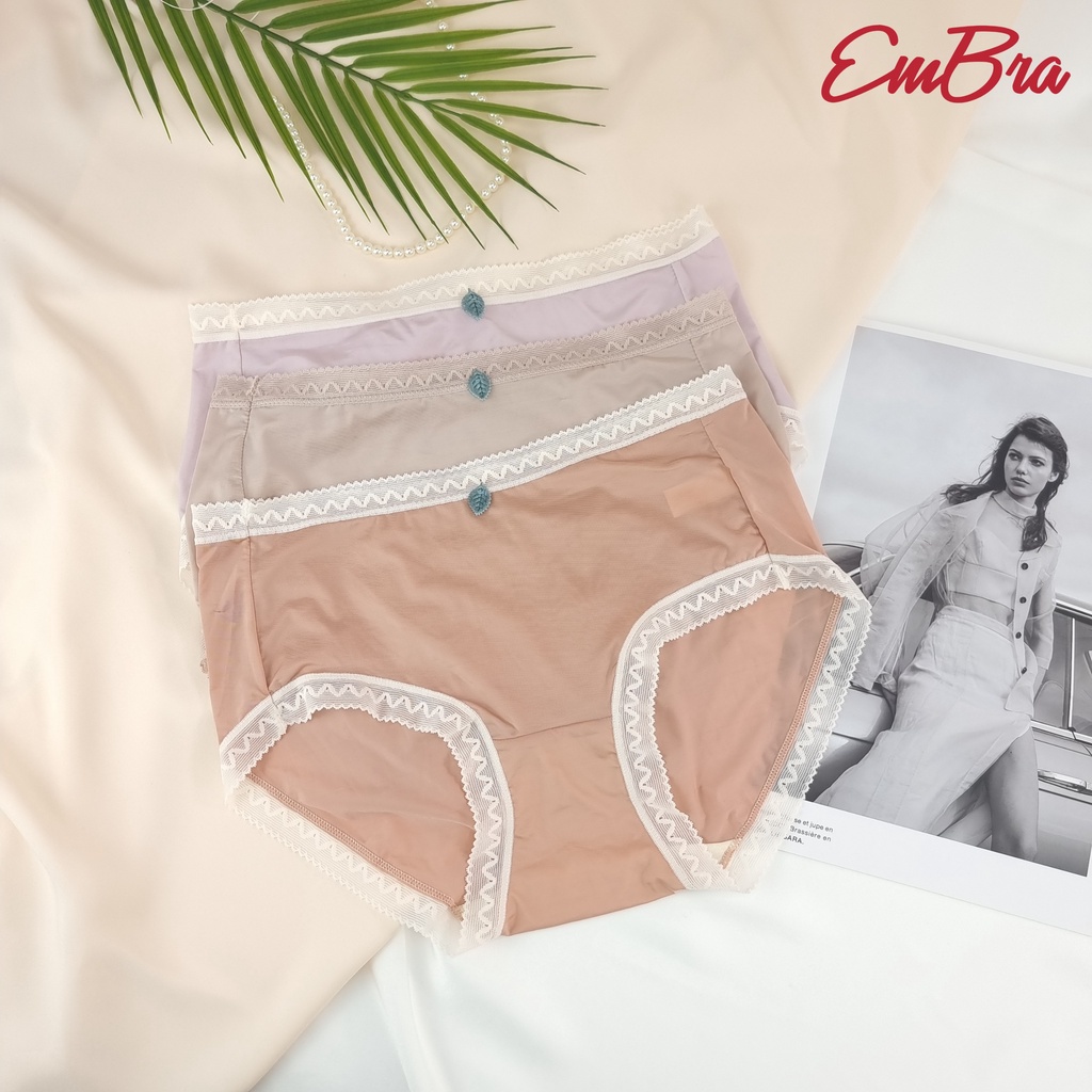 Quần lót nữ EMBRA thun lạnh đính Lá cao cấp nhiều màu EBQL25