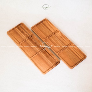 Khay gỗ chữ nhật 3 ngăn/ Khay gỗ 3 ngăn decor (36x12cm)