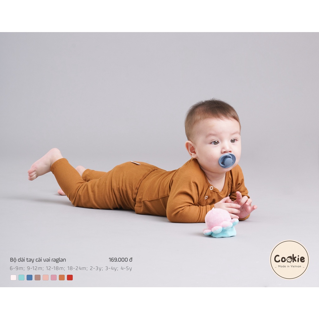 [CHÍNH HÃNG] Bộ dài tay cài vai raglan họa tiết trẻ em Cookie