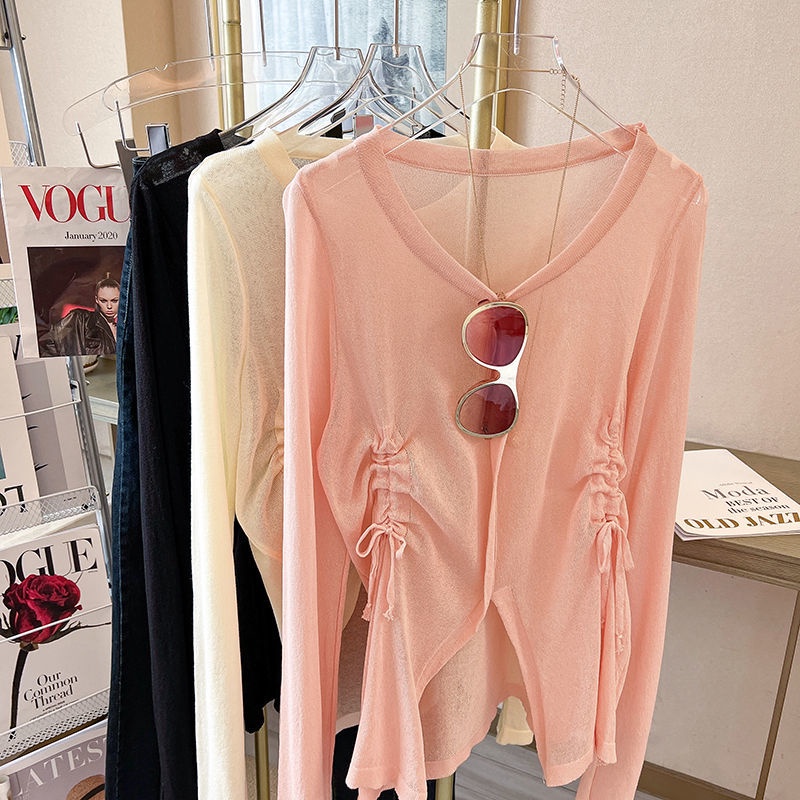 Áo Thun Tay Dài Cổ Tròn Màu Sắc Đơn Giản Cho Nữ