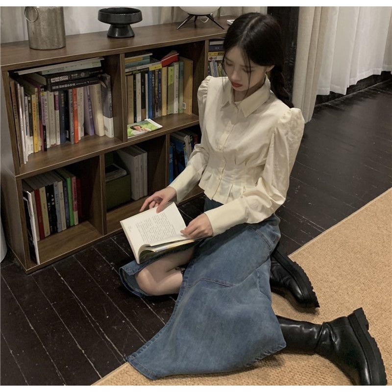 Áo Kiểu Dáng Ngắn Chiết Eo Phong Cách Thời Trang Retro Pháp 2022