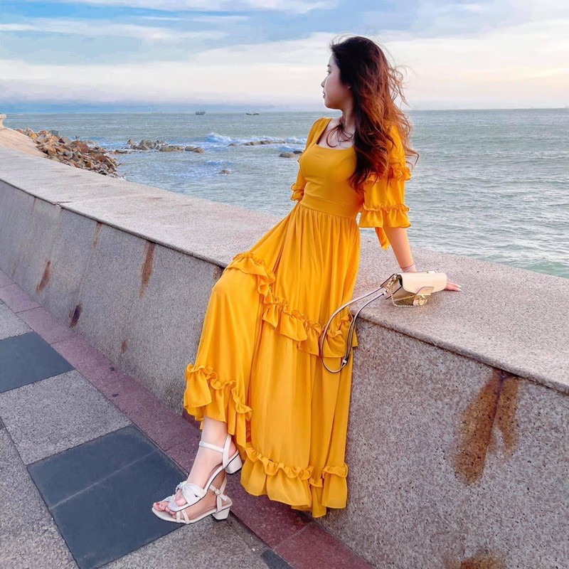 Đầm maxi tầng nơ lưng 10567 | BigBuy360 - bigbuy360.vn