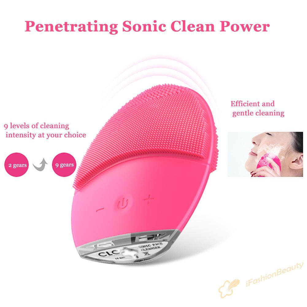 【New】Face Cleansing Brush Electric Facial Massager Silicone Vibration Cleaner