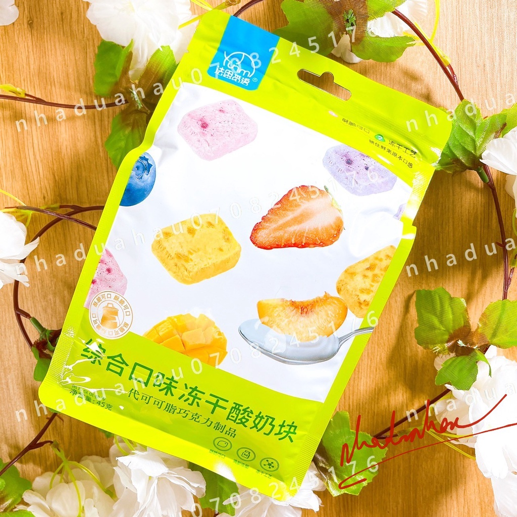 HOT-Một gói sữa chua khô phomai vị trái cây mix đủ vị Firm Hongkong gói 45gam