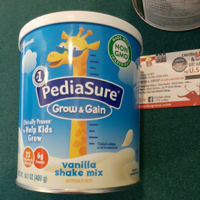 HSD: 6/2022.SỮA BỘT CHO BÉ BIẾNG ĂN PEDIASURE GROW & GAIN VANILLA SHAKE MIX, NUTRITION SHAKE FOR KIDS 400gr từ mỹ