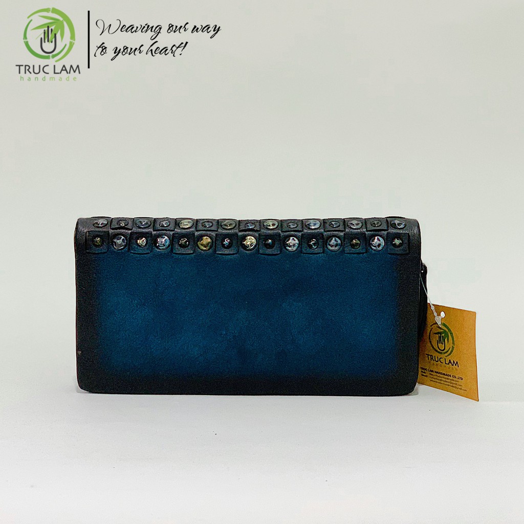 Ví Dài Cầm Tay Thời Trang Nữ Da Thật Cao Cấp Có Khóa Kéo Trang Trí Tán Đinh – Trúc Lâm Handmade