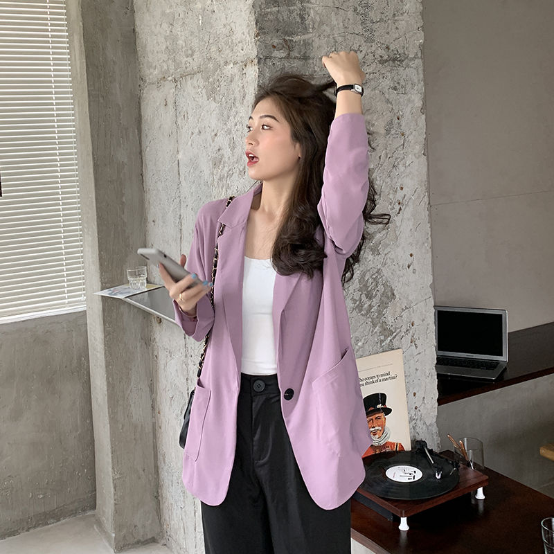 Áo blazer form rộng thời trang mùa xuân thanh lịch trẻ trung