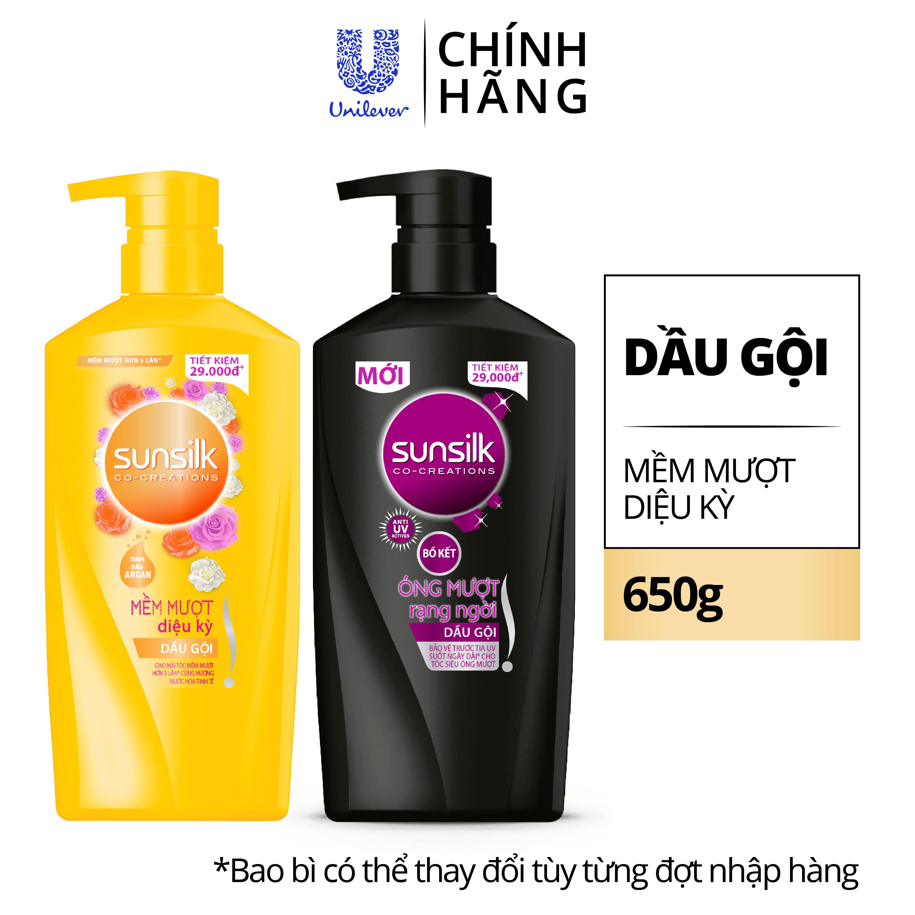 Dầu gội Sunsilk 650g làm sạch và mềm mượt tóc gấp 5 lần, cho mái tóc ngát hương suốt 48h