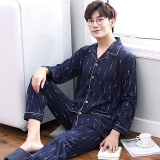 Bộ đồ ngủ pijama bằng cotton tay dài thoải mái thời trang cho nam