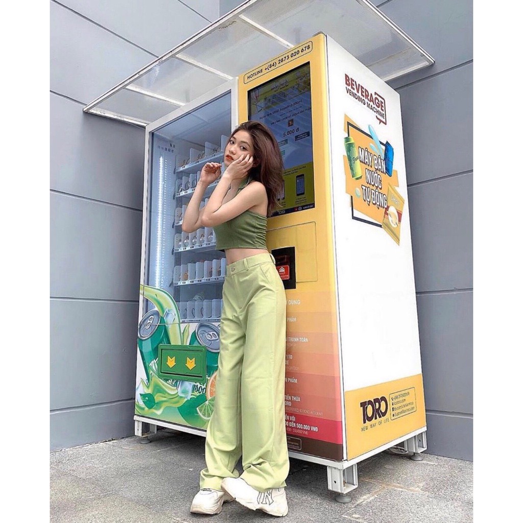 Áo yếm thun gân màu xanh siêu hot
