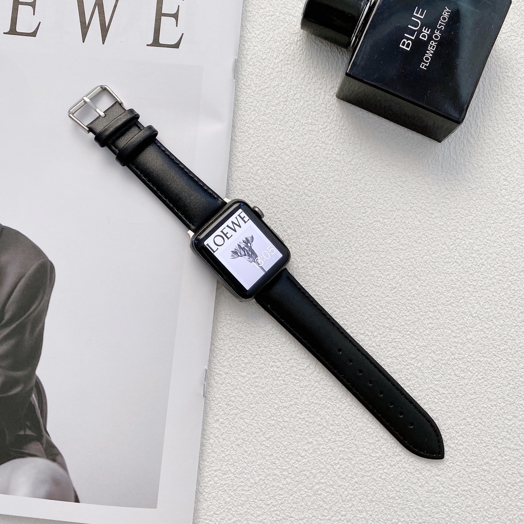 Dây apple watch da bò thật trơn cực mềm cho iwatch series 3 4 5 6 7 se hermes dây đồng hồ apple watch da seri 3 4 5 6 7