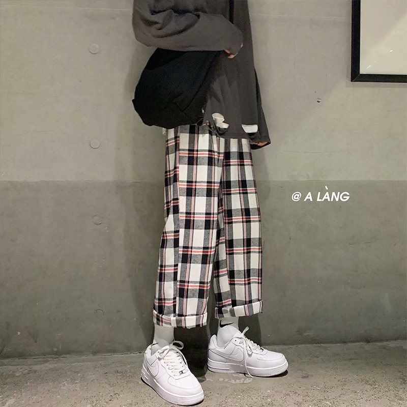 Quần Dài Ống Rộng Họa Tiết Sọc Caro Tf1 Phong Cách Hong Kong Cho Nam | BigBuy360 - bigbuy360.vn