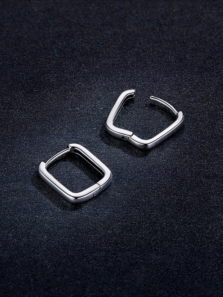 Đôi Bông Tai Cao Cấp Bamoer 925 BSE478 Dành Cho Nữ Dự Tiệc Bằng Bạc Thật Dạng Khóa Vuông