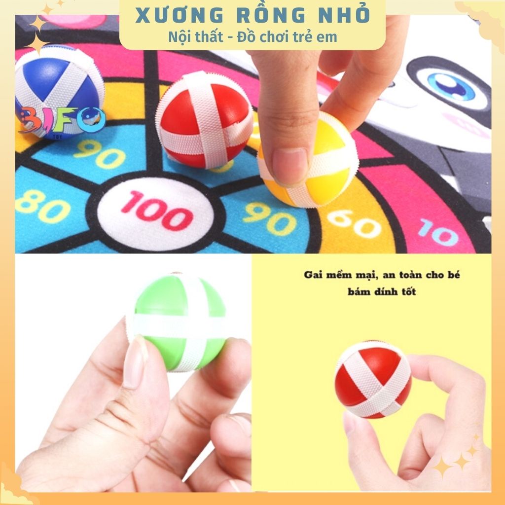 Đồ chơi Bảng phi tiêu bóng dính cho bé, bảng ném bóng gai tính điểm hình con vật ngộ nghĩnh tặng kèm 3 trái bóng