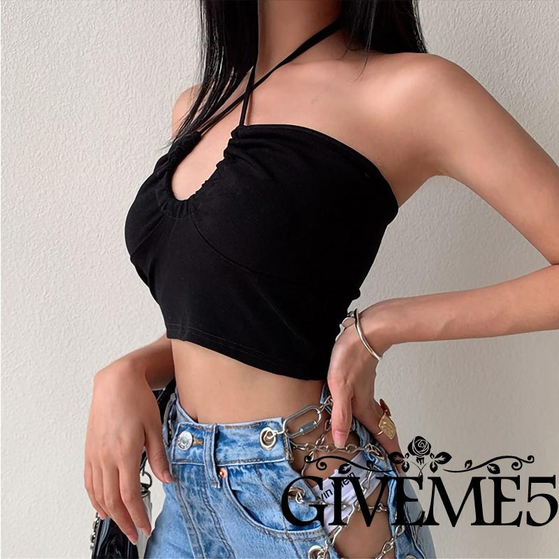 Áo Croptop Sát Nách Màu Sắc Đơn Giản Quyến Rũ Cho Nữ