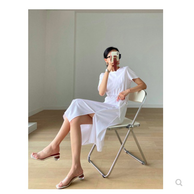 Đầm thời trang cotton đơn giản xẻ tà trẻ trung sang chảnh phong cách hàn trẻ trung năng động. Hàng quảng châu VCC803