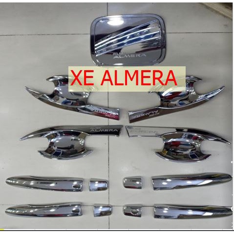 Ốp tay nắm, hõm cửa, nắp bình xăng xe Nissan Almera 2021 mạ crom cao cấp