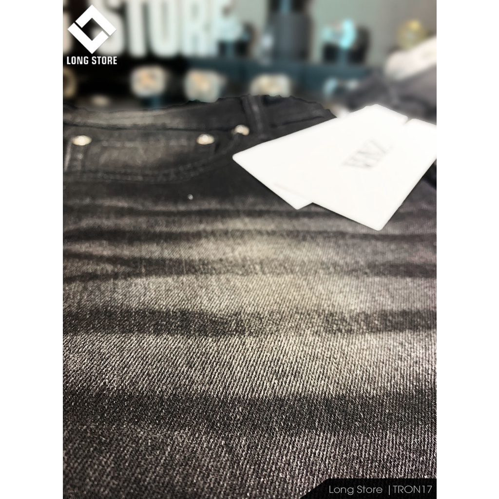 Quần jean nam đen xám chất bò co giãn cao cấp ống đứng dáng ôm skinny đẹp có big size LONGSTORE Tron17 | BigBuy360 - bigbuy360.vn