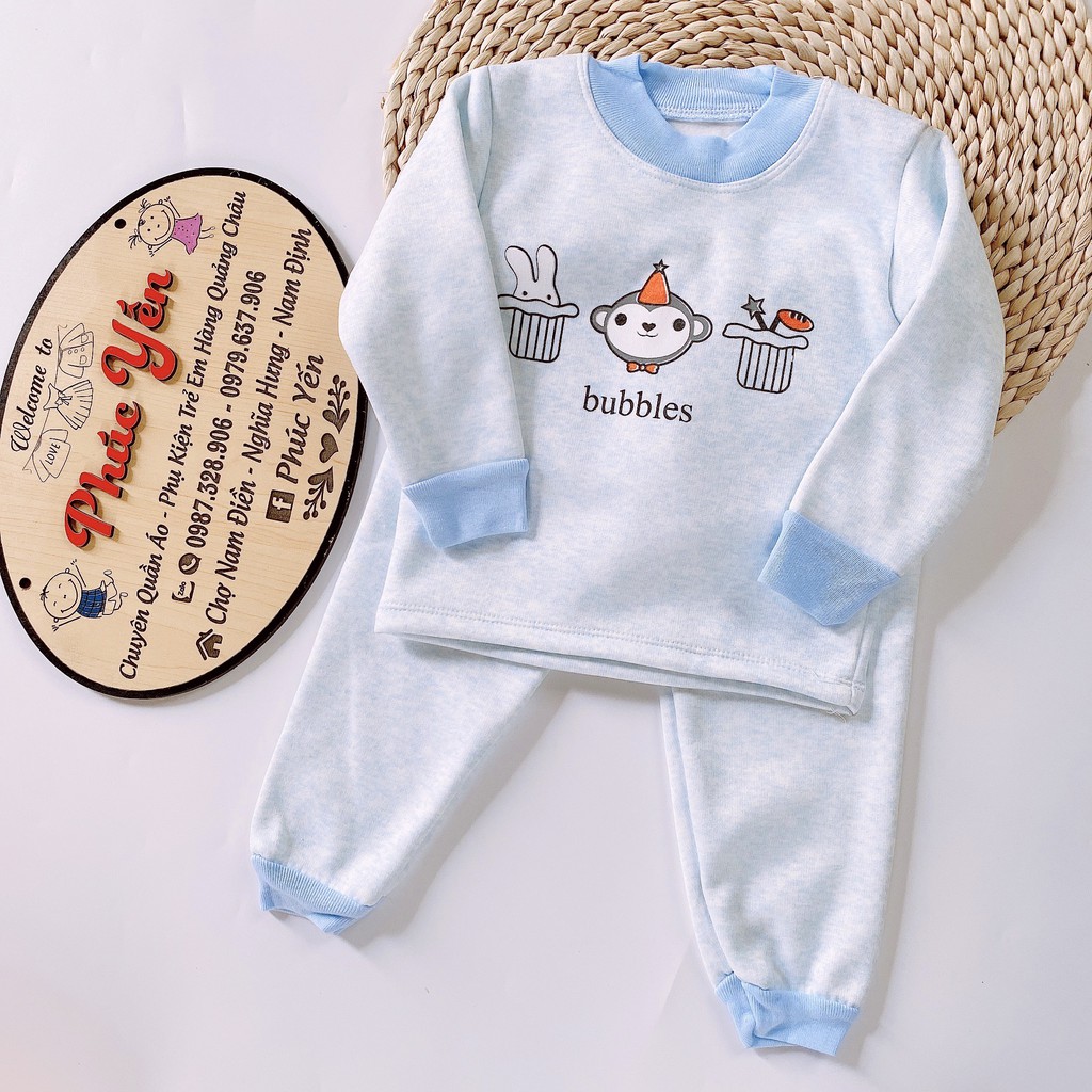 BỘ NỈ MÀU TRƠN CỔ CHUI CHO BÉ (7-16KG)