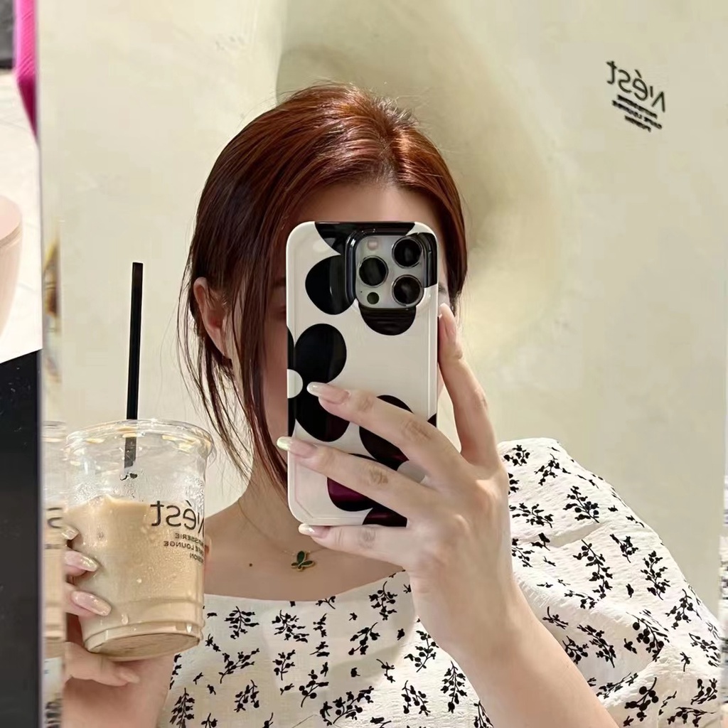 Ốp Điện Thoại tpu Mềm Họa Tiết Hoa Trắng Đen 13promax Cho iPhone 13 13pro 11 11PROMAX 12 12PRO 12PROMAX X XR XS XSMAX