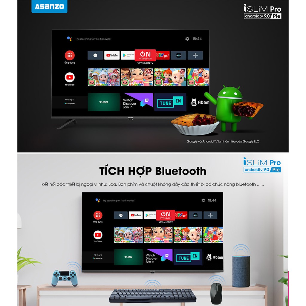 Smart Voice Tivi Asanzo 32 inch 32S51 Android 9.0, HD Ready, Có Remote Giọng Nóii, Chromecast built-in, Netflix, DVB-T2